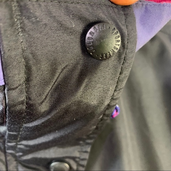 COLUMBIA SPORTWEAR Y2K BLACK JACKET MULTICOLOUR RAIN COAT HOODIE UNISEX MEDIUM - Picture 8 of 15